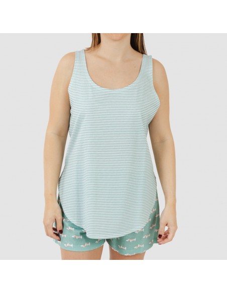 Pijama corto algodón Ponder verde azulado Pijama corto algodón Ponder verde azulado