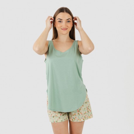 Pijama corto algodón Pamela verde