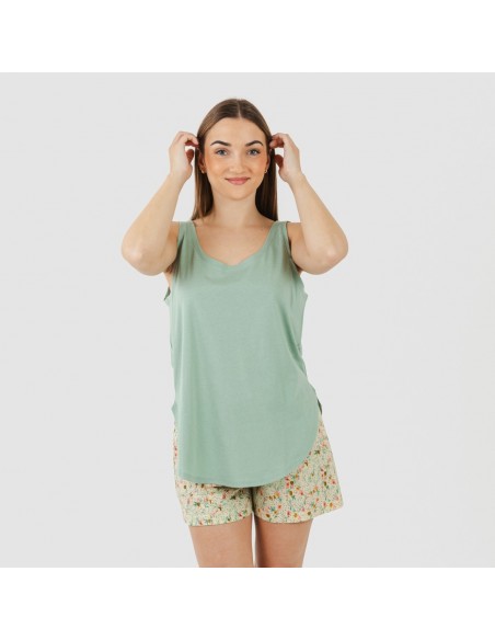 Pijama corto algodón Pamela verde