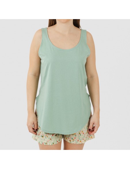 Pijama corto algodón Pamela verde
