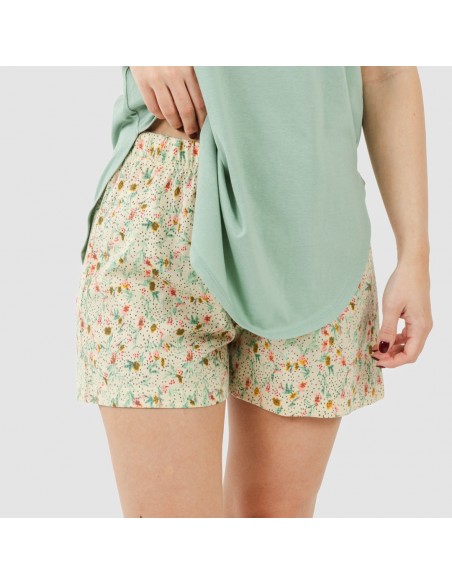 Pijama corto algodón Pamela verde pijamas-cortos-mujer