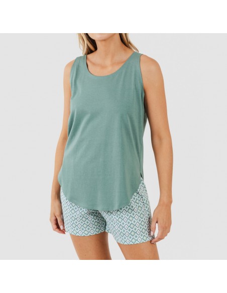 Pijama corto algodón Bianca verde menta