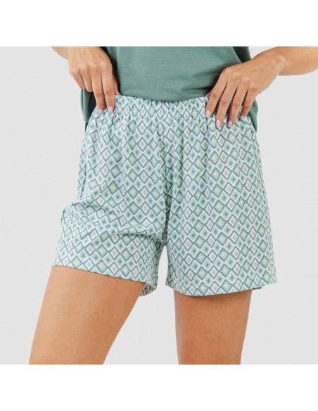 Pijama corto algodón Bianca verde menta
