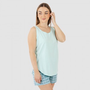 Pijama corto algodón Galieni verde azulado