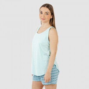 Pijama corto algodón Galieni verde azulado 2