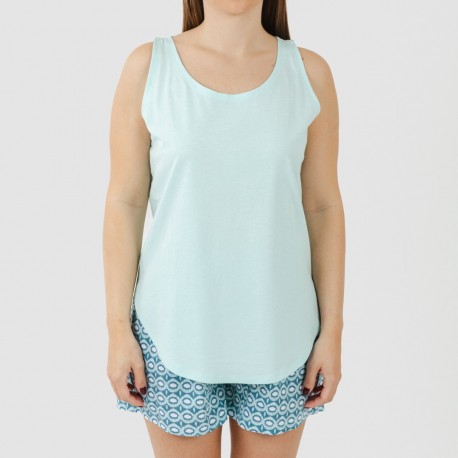 Pijama corto algodón Galieni verde azulado