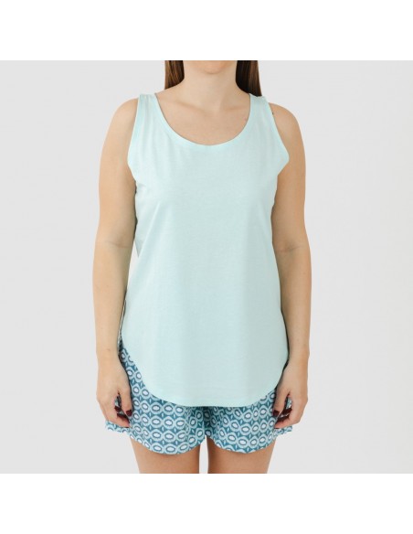 Pijama corto algodón Galieni verde azulado