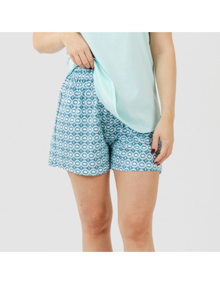 Pijama corto algodón Galieni verde azulado