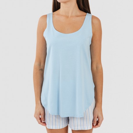 Pijama corto algodón Bennet celeste