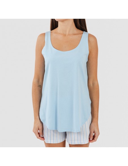 Pijama corto algodón Bennet celeste