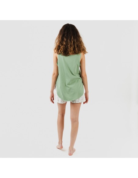 Pijama corto algodón Nevada verde pijamas-cortos-mujer