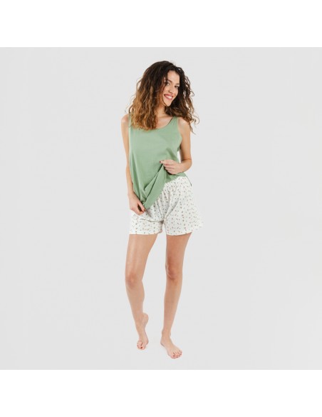 Pijama corto algodón Nevada verde Pijama corto algodón Nevada verde