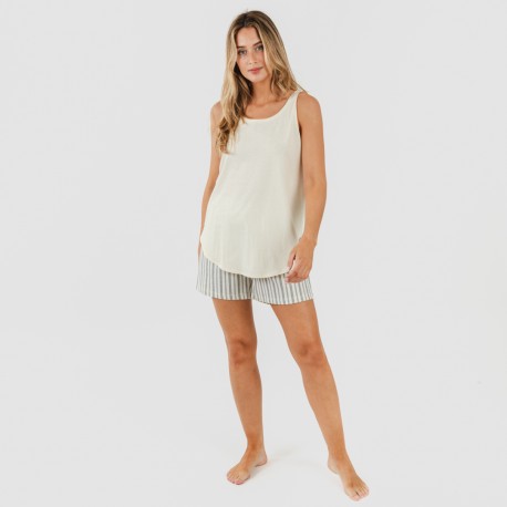 Pijama corto algodón Raya Brighton natural