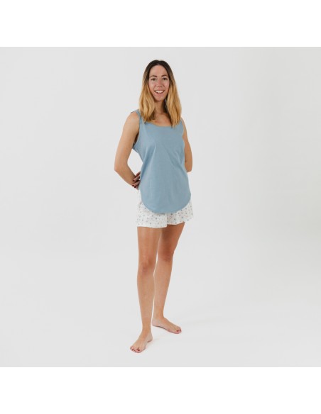 Pijama corto algodón Inés indigo Pijama corto algodón Inés indigo