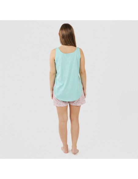 Pijama corto algodón Salima verde agua pijamas-cortos-mujer