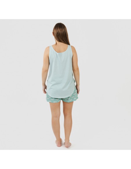 Pijama corto algodón Ponder verde azulado Pijama corto algodón Ponder verde azulado