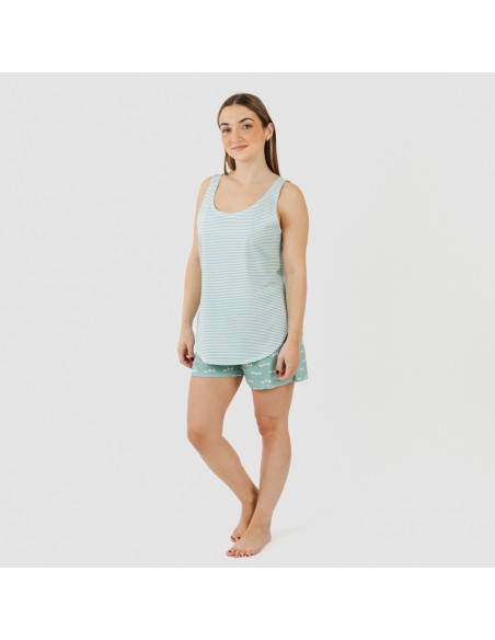 Pijama corto algodón Ponder verde azulado Pijama corto algodón Ponder verde azulado
