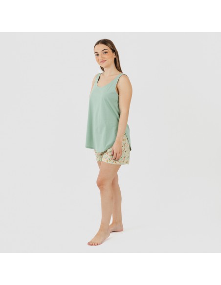 Pijama corto algodón Pamela verde