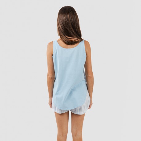 Pijama corto algodón Bennet celeste