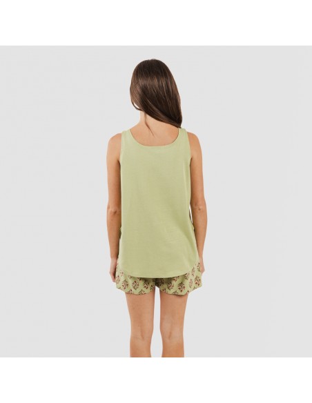 Pijama corto algodón Denisa verde pijamas-cortos-mujer
