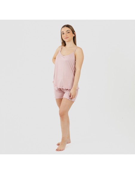 Pijama tirantes mujer soft liso pijamas-cortos-mujer