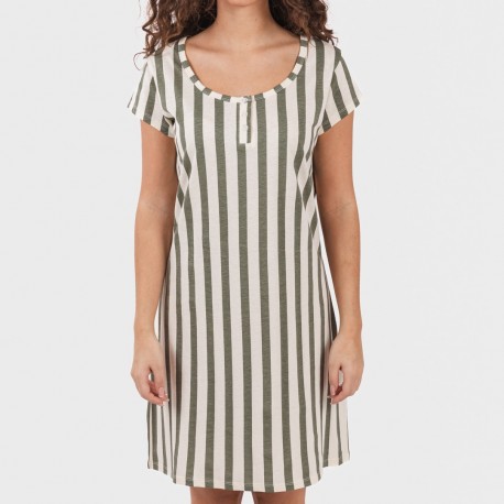 Blusón algodón Raya Avilés verde caceria