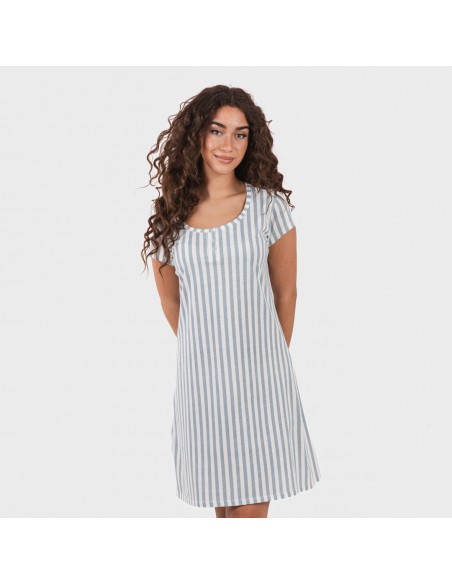 Blusón algodón Raya Anne verde azulado Blusón algodón Raya Anne verde azulado