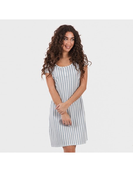 Blusón algodón Raya Anne verde azulado Blusón algodón Raya Anne verde azulado