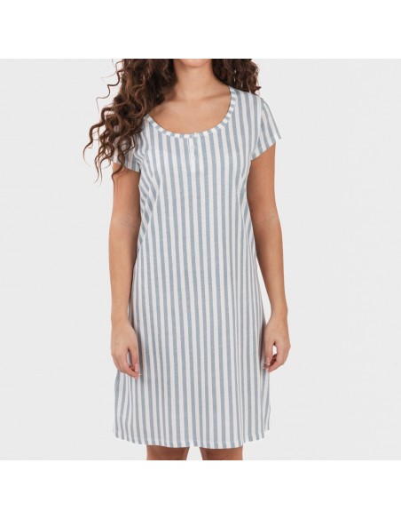 Blusón algodón Raya Anne verde azulado Blusón algodón Raya Anne verde azulado