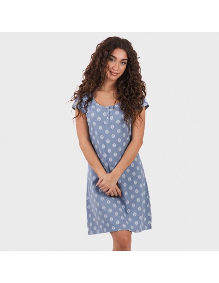 Blusón algodón Garbo azul añil Blusón algodón Garbo azul añil