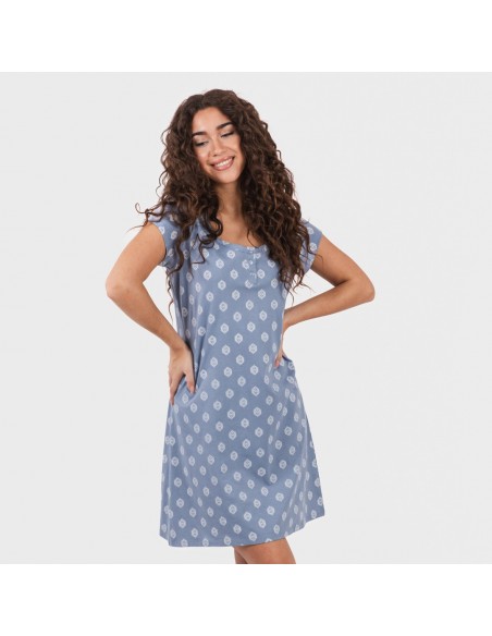 Blusón algodón Garbo azul añil Blusón algodón Garbo azul añil