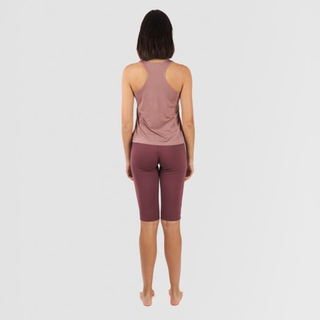 Conjunto deportivo leggings corto mujer malva - berenjena