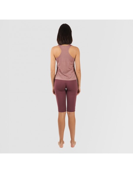 Conjunto deportivo leggings corto mujer malva - berenjena Conjunto deportivo leggings corto mujer malva - berenjena