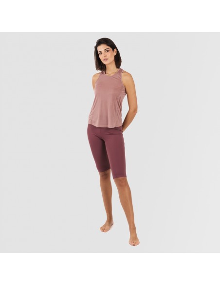 Conjunto deportivo leggings corto mujer malva - berenjena Conjunto deportivo leggings corto mujer malva - berenjena