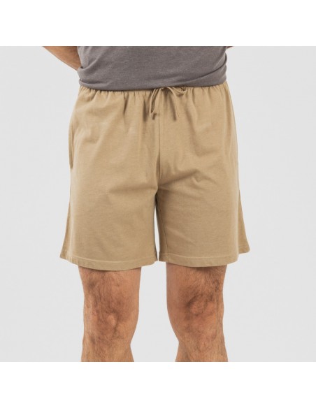Pijama corto hombre con botones topo arena Pijama corto hombre con botones topo arena