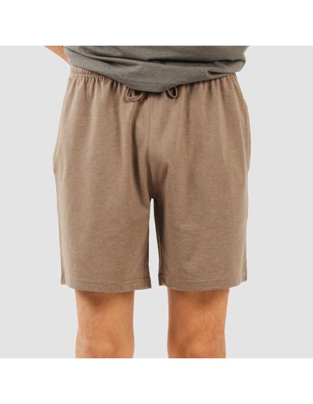 Pijama corto hombre con botones petroleo - marron Pijama corto hombre con botones petroleo - marron