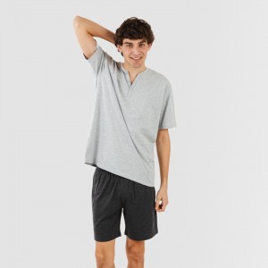 Pijama corto hombre con botones perla - marengo