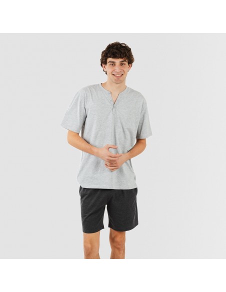 Pijama corto hombre con botones perla - marengo