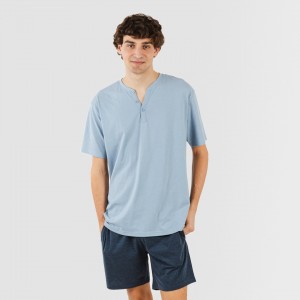 Pijama corto hombre con botones indigo - marino