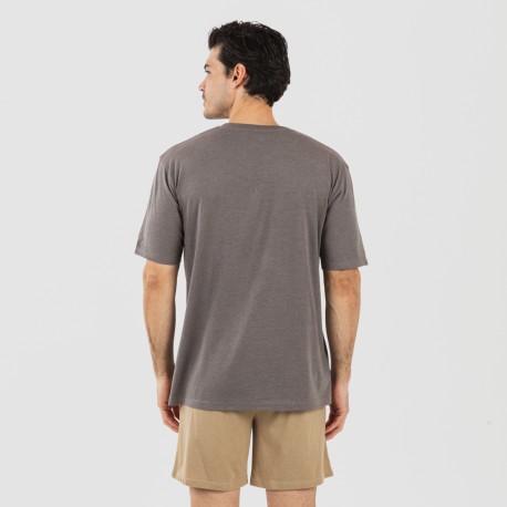 Pijama corto hombre con botones topo arena