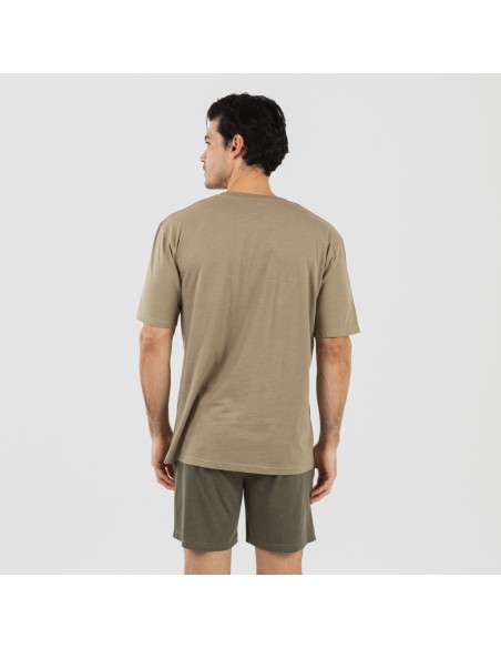 Pijama corto hombre con botones verde cacería - verde oscuro Pijama corto hombre con botones verde cacería - verde oscuro