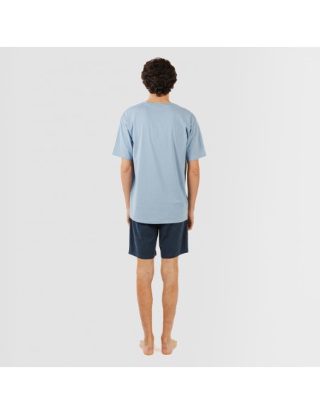 Pijama corto hombre con botones indigo - marino pijamas-cortos-hombre