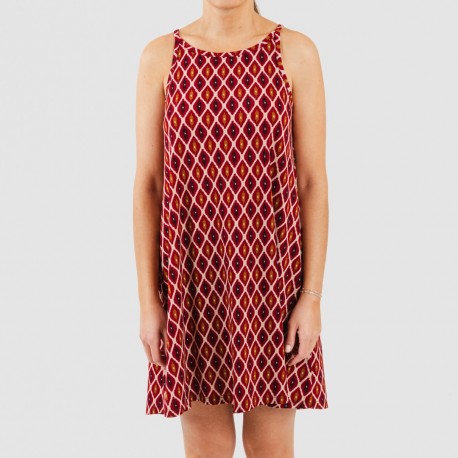 Vestido corto tirantes crepe Cartagena burdeos