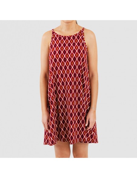 Vestido corto tirantes crepe Cartagena burdeos Vestido corto tirantes crepe Cartagena burdeos