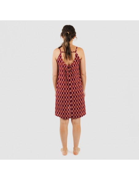 Vestido corto tirantes crepe Cartagena burdeos Vestido corto tirantes crepe Cartagena burdeos