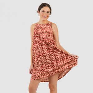 Vestido corto tirantes crepe Corinto teja 2