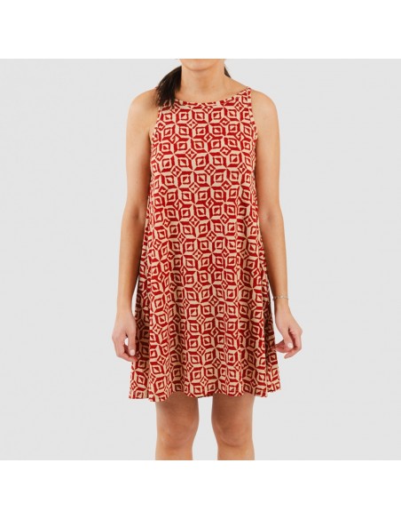 Vestido corto tirantes crepe Corinto teja Vestido corto tirantes crepe Corinto teja