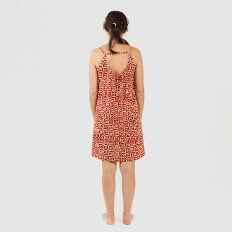 Vestido corto tirantes crepe Corinto teja