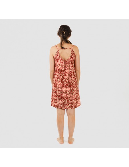 Vestido corto tirantes crepe Corinto teja Vestido corto tirantes crepe Corinto teja