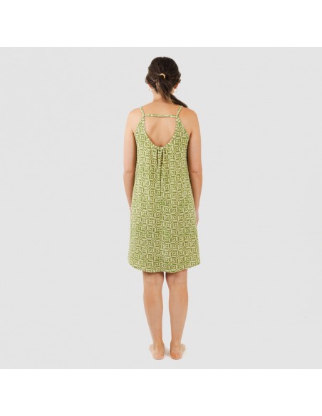 Vestido corto tirantes crepe Corinto verde hierba